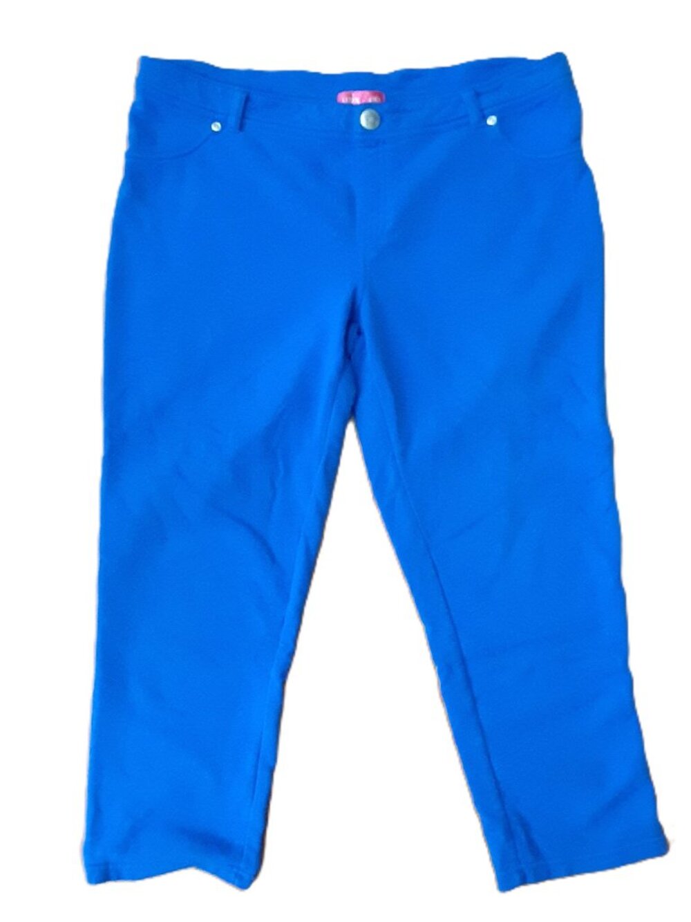 Mix & Co. Capris Size Large Blue Back Pockets Casual Soft Easy Care Zip/Button